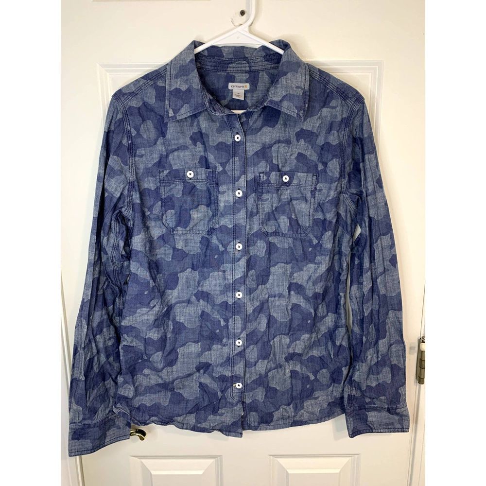 Carhartt Women's Milan Denim Camouflage Printed Shirt Size Medium